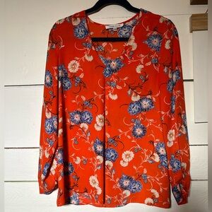 Rose & Olive Orange Blue Graphic Boxy Blouse
